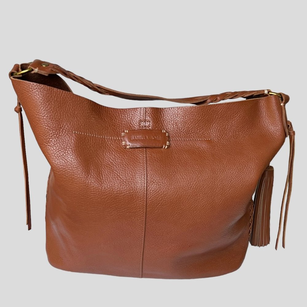 Isabella Fiore Mary Artisanal Braid Leather Hobo Large Handbag in Cognac - Picture 5 of 9